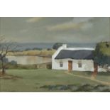 Cottage before water, South African school watercolour, bearing an indistinct signature, possibly