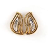 Pair of 9ct gold diamond earrings, 1.5cm in length, 1.9g : For Further Condition Reports Please