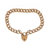 9ct gold bracelet with love heart padlock, 18cm in length, 13.2g : For Further Condition Reports