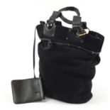 Ladies Gucci black suede and leather handbag, 55cm high : For Further Condition Reports Please Visit