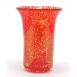 Gold flecked red Art Glass vase etched Molino? to the base, 17cm high : For Further Condition