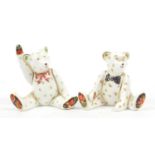 Two Royal Crown Derby teddy bear paperweights, the largest 7cm high : For Further Condition