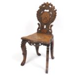 Continental hall chair inlaid with deer, 90cm high : For Further Condition Reports Please Visit