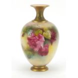 Royal Worcester porcelain vase hand painted with flowers, 17.5cm high : For Further Condition