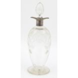 Edward VII cut glass decanter with silver collar by William Hutton & Sons Ltd, Sheffield 1908,