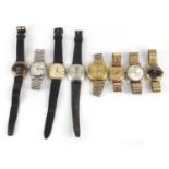 Eight vintage gentlemen's wristwatches including Smith's, Tissot, Waltham, Romer, Seiko and