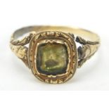 Georgian unmarked gold greenstone ring, size Q, 2.4g