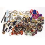 Costume jewellery including wristwatches, necklaces, brooches, earrings and bracelets