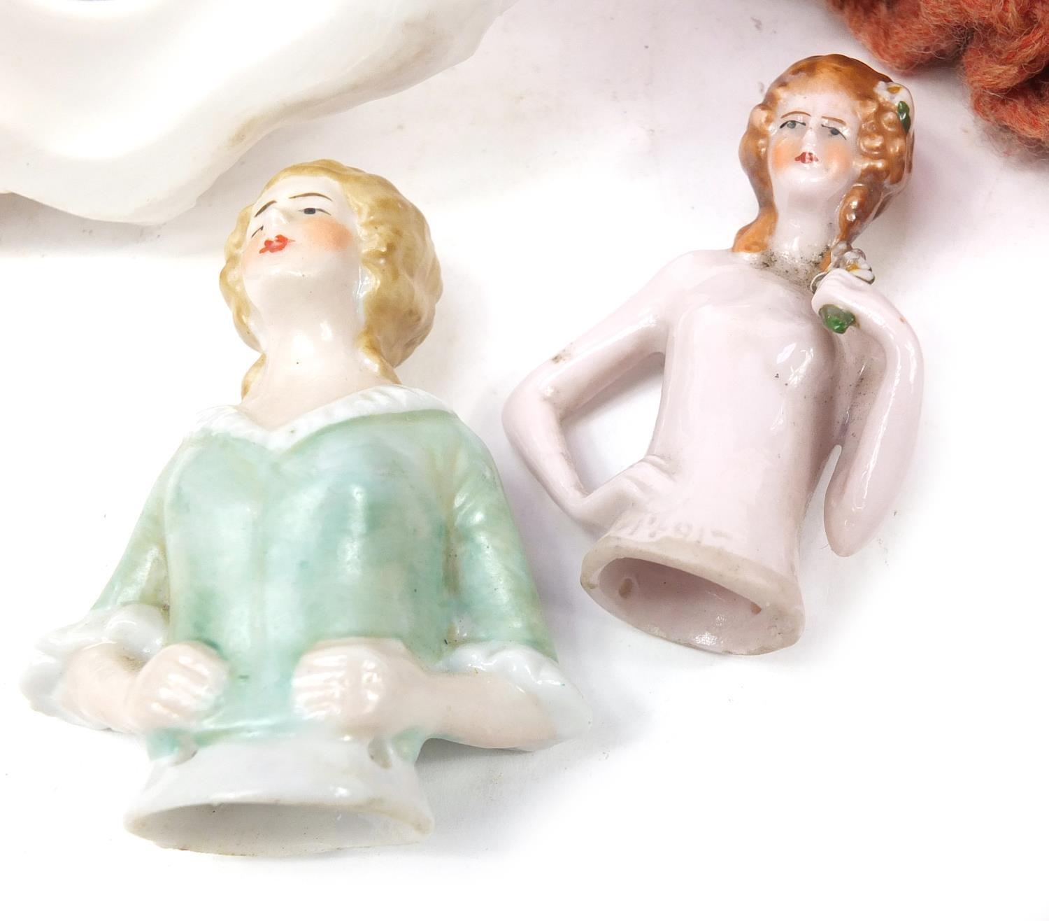 Three German half pin dolls, Royal Worcester figurine and a Royal Doulton figurine with box, the - Image 10 of 10