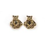 Pair of 9ct gold teddy bear stud earrings, 6mm high, 0.1g