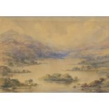 Mountain landscape with river, early 19th century watercolour bearing an indistinct signature,