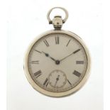 Waltham Mass, gentlemen's sterling silver open face pocket watch with subsidiary dial, 48mm in