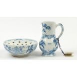 Deborah Sears for Isis, Delftware pottery soap bowl and jug hand painted with Leeds Castle, the