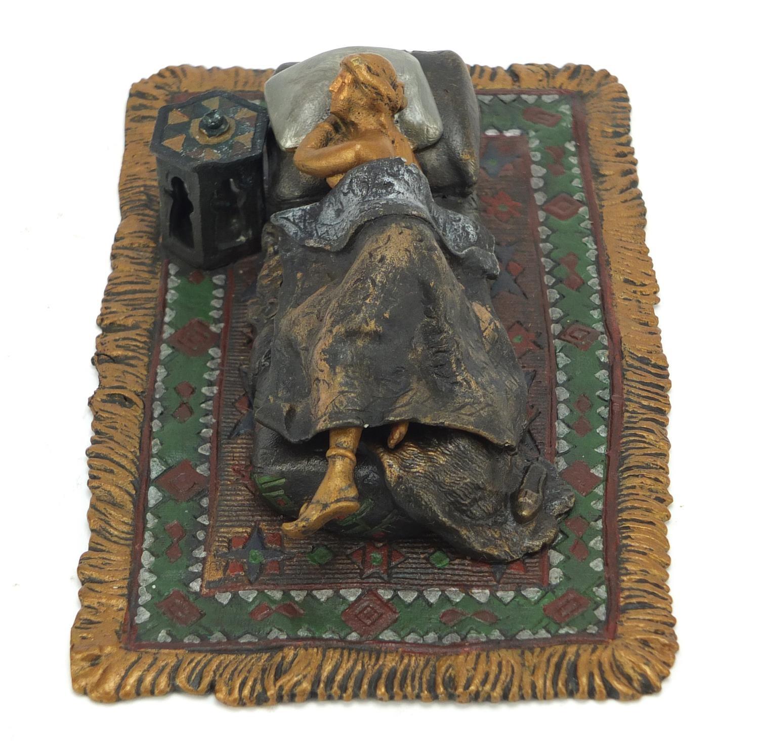 Cold painted bronze figure of a sleeping female with lift off cover in the style of Franz Xaver - Image 3 of 10