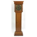 Antique oak long case clock by Richard Boyfield of Great Baldy with brass face, 190cm high