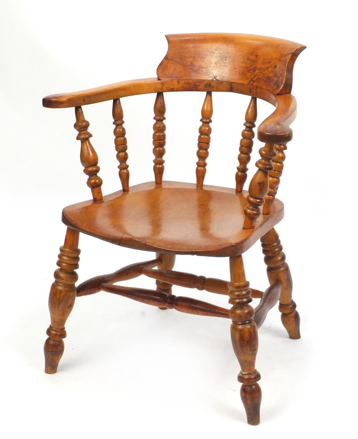 Great Northern Railway smoker's bow chair impressed GNR to the underside, 79.5cm high PROVENANCE: