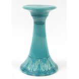 Burmantofts style jardinière stand having a turquoise glaze, 50cm high