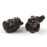 Knud Kyhn for Royal Copenhagen, two Danish stoneware bears having brown glazes including one
