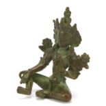 Chino-Tibetan patinated bronze figure of Buddha, 7.5cm high
