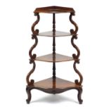 Victorian rosewood four tier whatnot, 115.5cm high x 70cm W x 46cm D