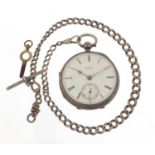 N. Eprile, gentlemen's silver open face pocket watch on a graduated silver watch chain, the fusée