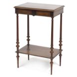 French brass inlaid mahogany dressing table with lift up top enclosing a maple lined interior with