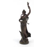 Art Nouveau bronzed figure of a maiden after Augustus Moreau, 31.5cm high