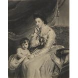 Sir Joshua Reynolds - Lady Boringdon and Son, Victorian black and white engraving, published by