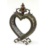 Pierced bronzed love heart design candle holder, 53cm high
