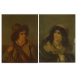 Peasants, pair of 19th century oleographs, framed and glazed, each 48cm x 36cm excluding the frames