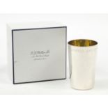 SJ Phillips Ltd, large silver beaker with gilt interior, engraved "In action faithful and in