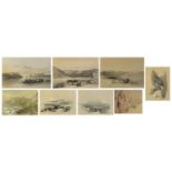 David Roberts RA - Mount Tabor from the plain of Esdraelon, Ashdod and six others, eight prints,