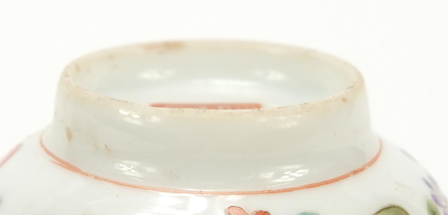 Pair of Chinese porcelain tea cups, each finely hand painted in the famille rose palette with - Image 10 of 10