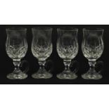 Set of four Waterford Crystal Lismore pattern Irish coffee glasses, each 16.5cm high