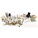 Vintage and later costume jewellery and postcards including Ingersoll and Smith's wristwatches,