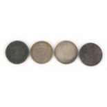 Four Chinese silver coloured metal coins