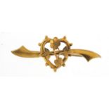 Victorian 9ct gold floral brooch, 4.4cm wide, 1.5g