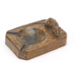 Robert Mouseman Thompson, early oak ashtray carved with signature mouse, 10cm wide