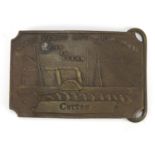 Wells Fargo & Company design bronze belt buckle, 9cm wide