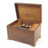 Swiss Excelsior music box with 15.5cm cylinder and three bells, housed in a later oak case, the