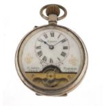 French open face Hebdomas style pocket watch, 50mm in diameter