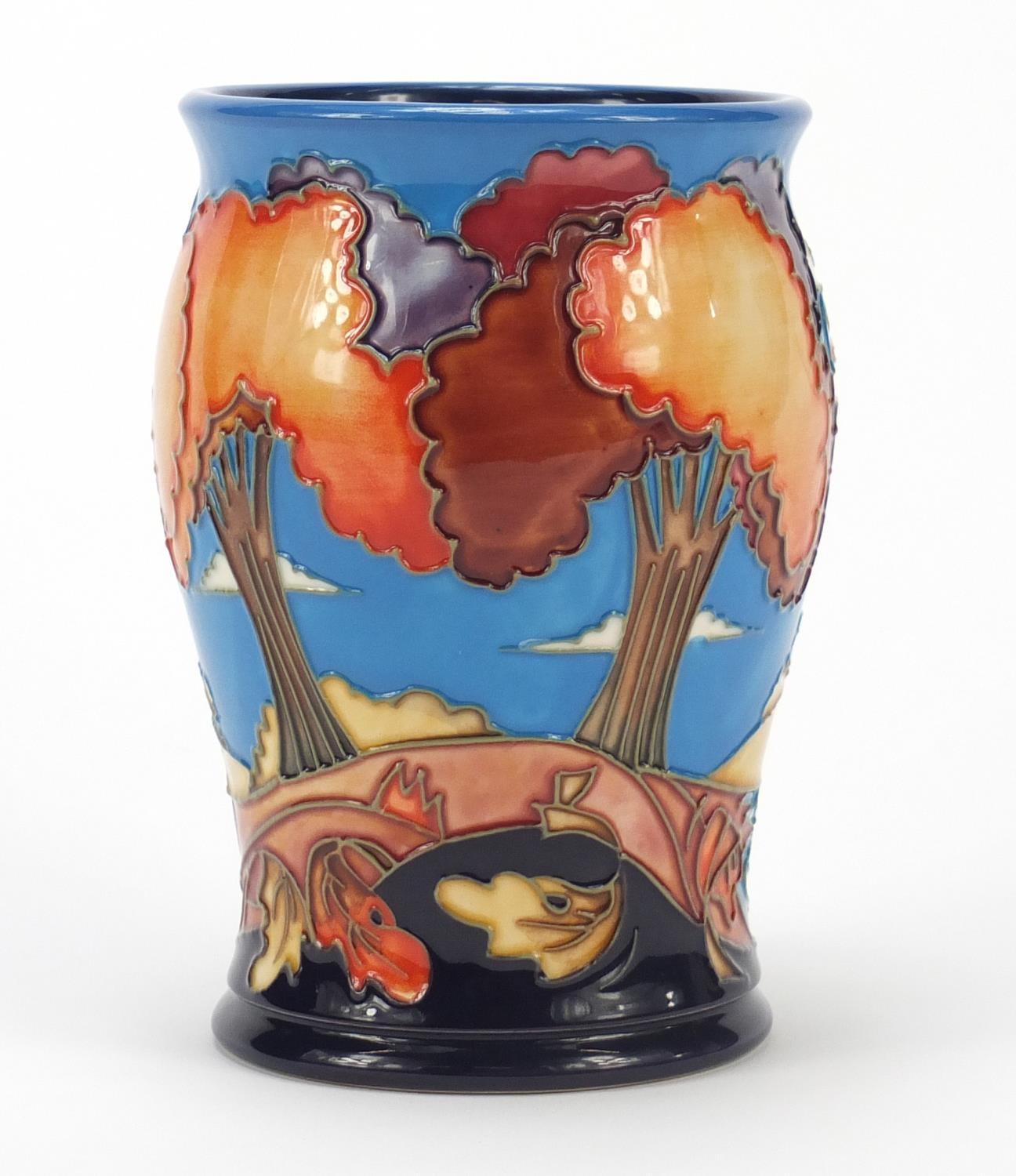 Emma Bossons for Moorcroft, pottery vase hand painted in the Wanderer's Sky pattern, dated 2002,