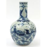 Large Chinese blue and white porcelain vase hand painted with figures in a landscape, 60cm high
