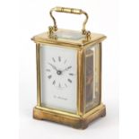 George Attenborough, brass cased carriage clock with Roman numerals, 11cm high