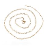 9ct gold Belcher link necklace, 50cm in length, 2.2g