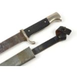 German scout knife with sheath and steel blade impressed Solingen Made in Germany, 25.5cm in length