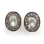 Pair of Indian silver gilt diamond stud earrings, 1.5cm high, 6.2g