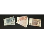 Bank of England J Q Hollom notes comprising one ten pound note, two five pound notes and eight ten