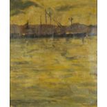After Henri Matisse - Continental harbour scene, oil om canvas, mounted and framed, 53cm x 44cm