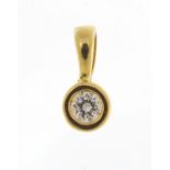 Unmarked gold diamond solitaire pendant, 1cm high, 0.6g